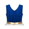 thumbnail image 5 of Girls Dress Blue Vintage V-neck Hollow Back Gold Star Bow Tie Tulle 6 Years, 5 of 9