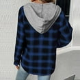 thumbnail image 5 of Aloohaidyvio Hooded Flannel Shirt Women Plaid Jacket Long Sleeve Button Down Blouse Casual Fashion Shacket Tops, 5 of 6