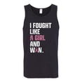 thumbnail image 2 of Wild Bobby I Fought Like A Girl and Won Breast Cancer Awareness Men Tank Top, Black, XX-Large, 2 of 6