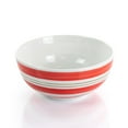 thumbnail image 4 of Gibson Home Sunset Stripes 12 Piece Round Fine Ceramic Dinnerware Set in Red, 4 of 8