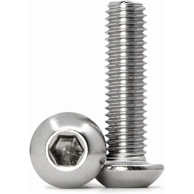 M6-1.0 x 30mm Button Head Socket Cap Screws Metric, Passivated 18-8 Stainless Steel, Allen Socket Drive, Full Thread, Machine Thread, 25 PCS