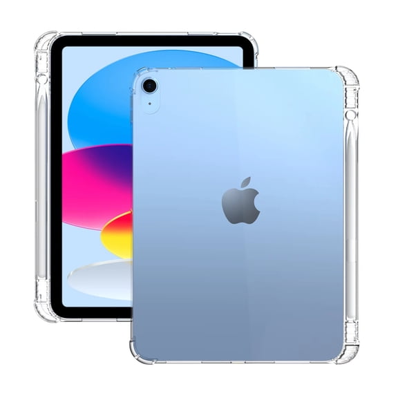 SaniMore for iPad 10th Generation 10.9" 2022) Case, Flexible TPU Crystal Clear Cover Built-in Pencil Holder Shockproof Protective Shell for iPad 10th Gen, Clear