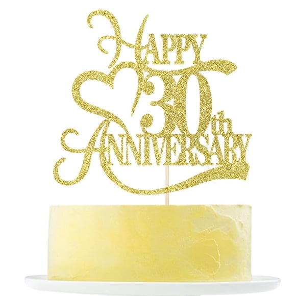 Fiesta de 30 aniversario de Cake Topper Yetxel Gold Glitter