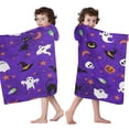 thumbnail image 4 of Halloween Purple Spider Web Pattern Hooded Bath Towel，50"x30" for Ages 3 To 12 Kids, Quick Dry Lightweight Soft Microfiber Hood Beach Towel Cover Up for Kids, 4 of 7