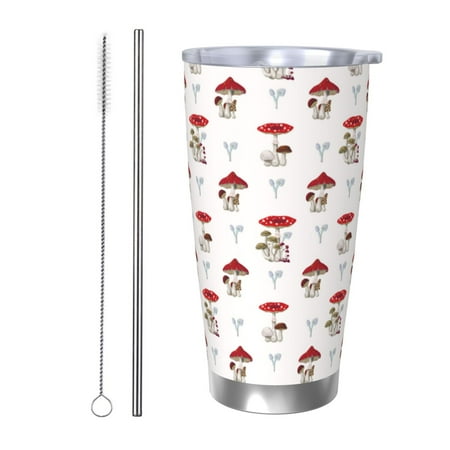 

Ocsxa Different Mushrooms Pattern 20oz Travel Coffee Mug with Flip Lid Stainless Steel Insulated Insulated Coffee Mug Thermal Cup with Splash Proof Sliding Lid-Straw Two-piece Set