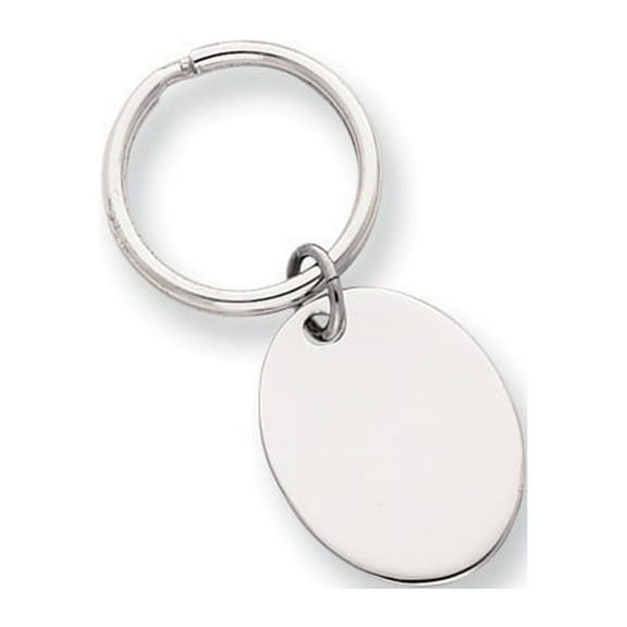 Silver-plated and Rhodium Polished Oval Key Ring - .2 Grams