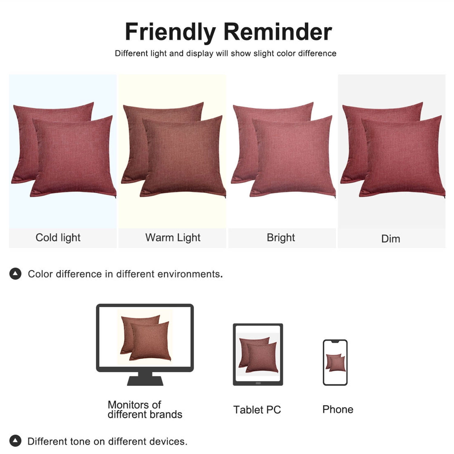 Unique Bargains 2 Pack Cotton Linen Throw Pillow Covers 18" x 18" Red