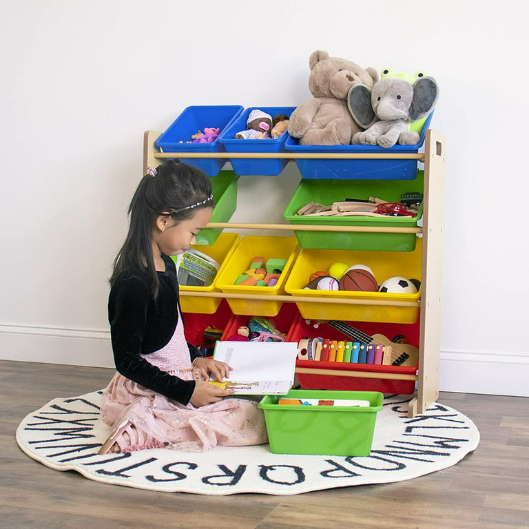 Sturdis Kids Toy Storage Organizer with Bookshelf and 8 Pink Toy