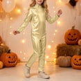 thumbnail image 5 of Girls Shiny Metallic Mock Neck Unitard Long Sleeve Full Jumpsuit Kids Slim Fit Bodysuit Dance Leotard Turtleneck Jumpsuit, 5 of 8