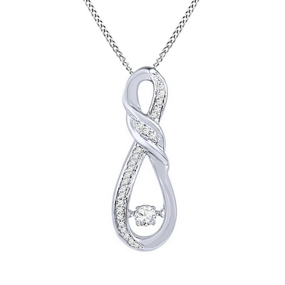AFFY White Natural Diamond Infinity Pendant Necklace in 14k White Gold Over Sterling Silver (1/6 Ct)