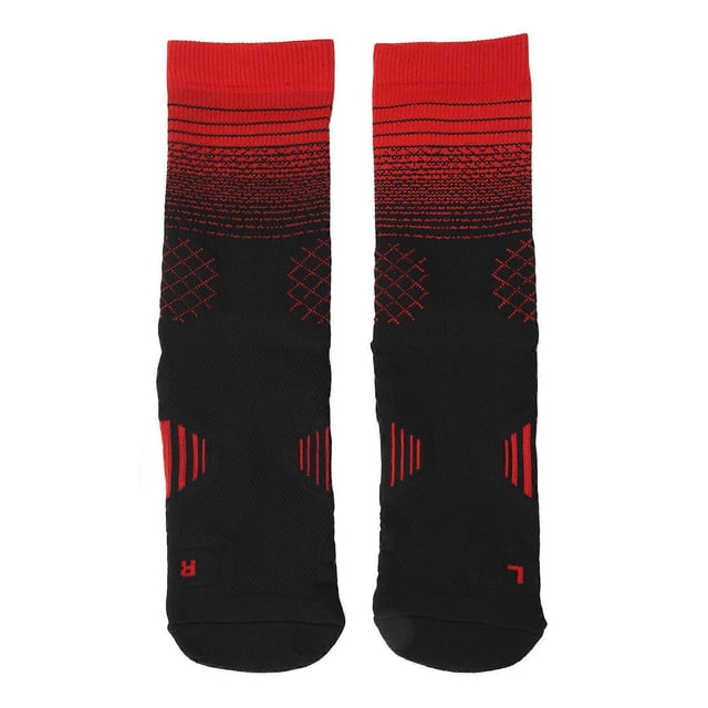Men's Sports Socks, Elite Basketball Socks, Cushioned, Thick, Breathable and Non-Slip, Size L 37-45, Black and Red