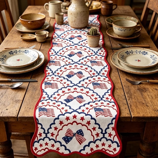 IROINID Table Runner Boho,Table Runner Decorations,Patriotic and Table Runner for 4th of July Decor