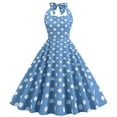 thumbnail image 2 of Women's Vintage Polka Audrey Dress, Women 1950s Halter Retro Cocktail Casual Dress Floral Swing Tea Rockabilly Dresses, 2 of 5