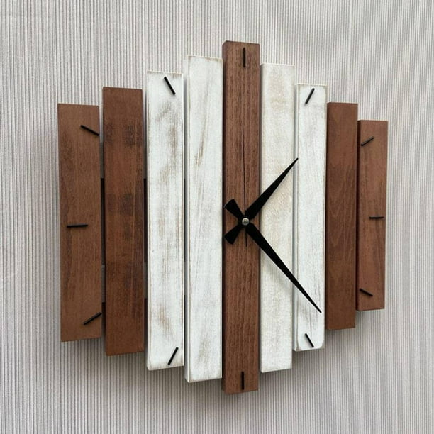 Reloj Sin Tictac Relojes de Pared de Madera con Pilas de Estilo