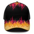 thumbnail image 2 of Adjustable Baseball Cap, Spliced Print Trucker Hat for Men & Women, Breathable Cotton Blend, Flame, 2 of 3