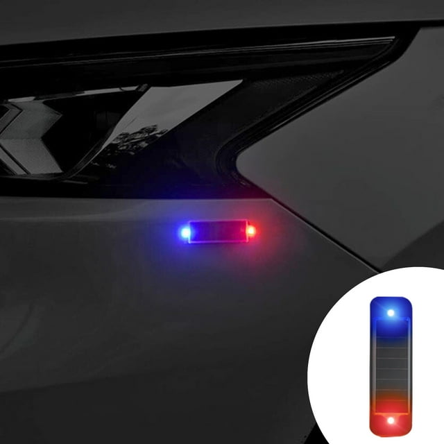 Car Solar Power Simulated Dummy Alarm, Anti-Theft LED Flashing Security Light Fake Lamp, Automotive Warning Interior Safety Lights(Blue and Red)