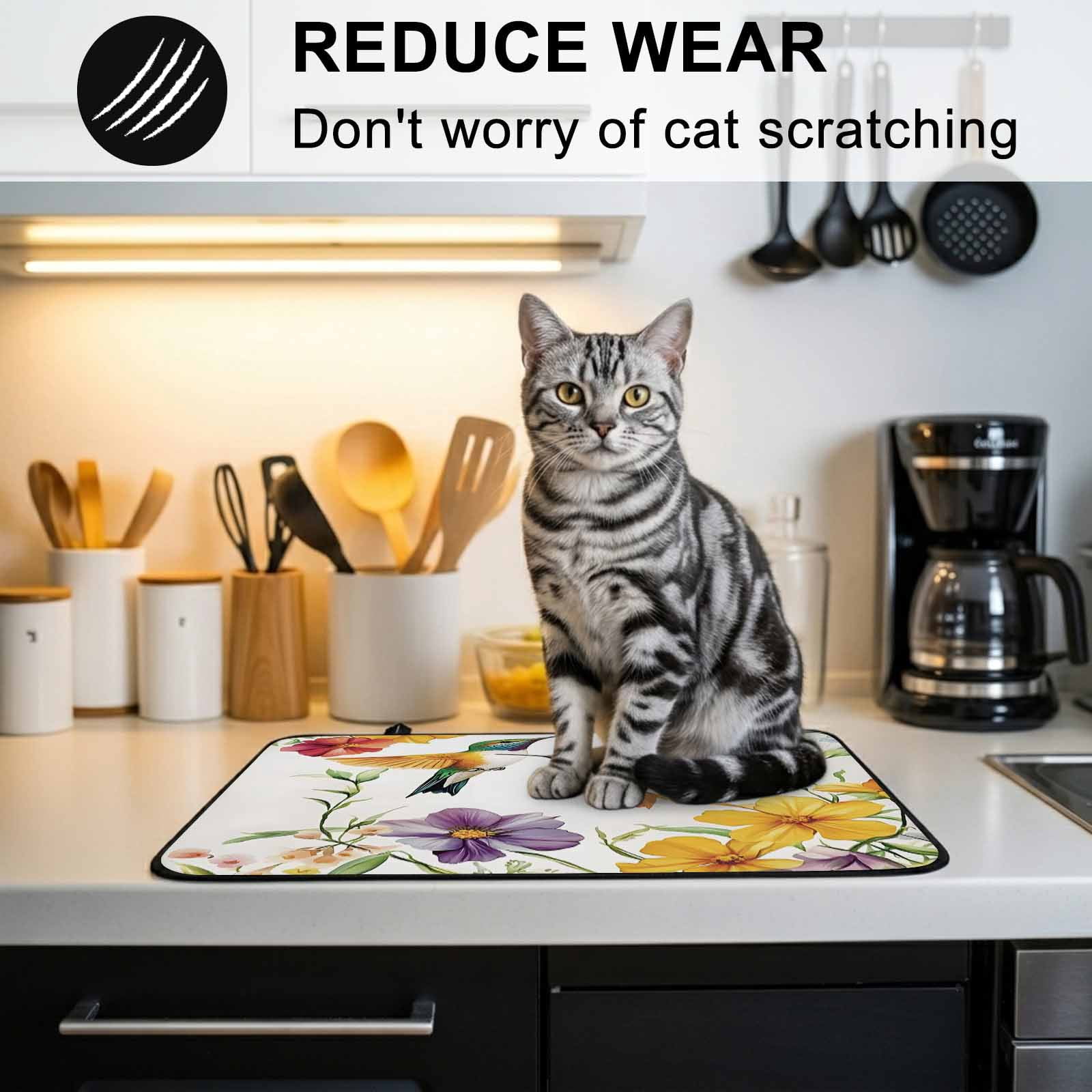 Spring Floral Stove Top Cover for Electric Stove, Heat-proof & Non Slip Glass Top Stove Cover Protector, Summer Botanical Birds Colorful Kitchen Flat Cooktop Rubber Mat 24x21 Inches