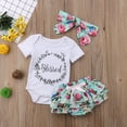thumbnail image 2 of Diconna Girl's 3Pcs Romper Set, Triangle Tops with Flower Shorts and Headband, 2 of 7
