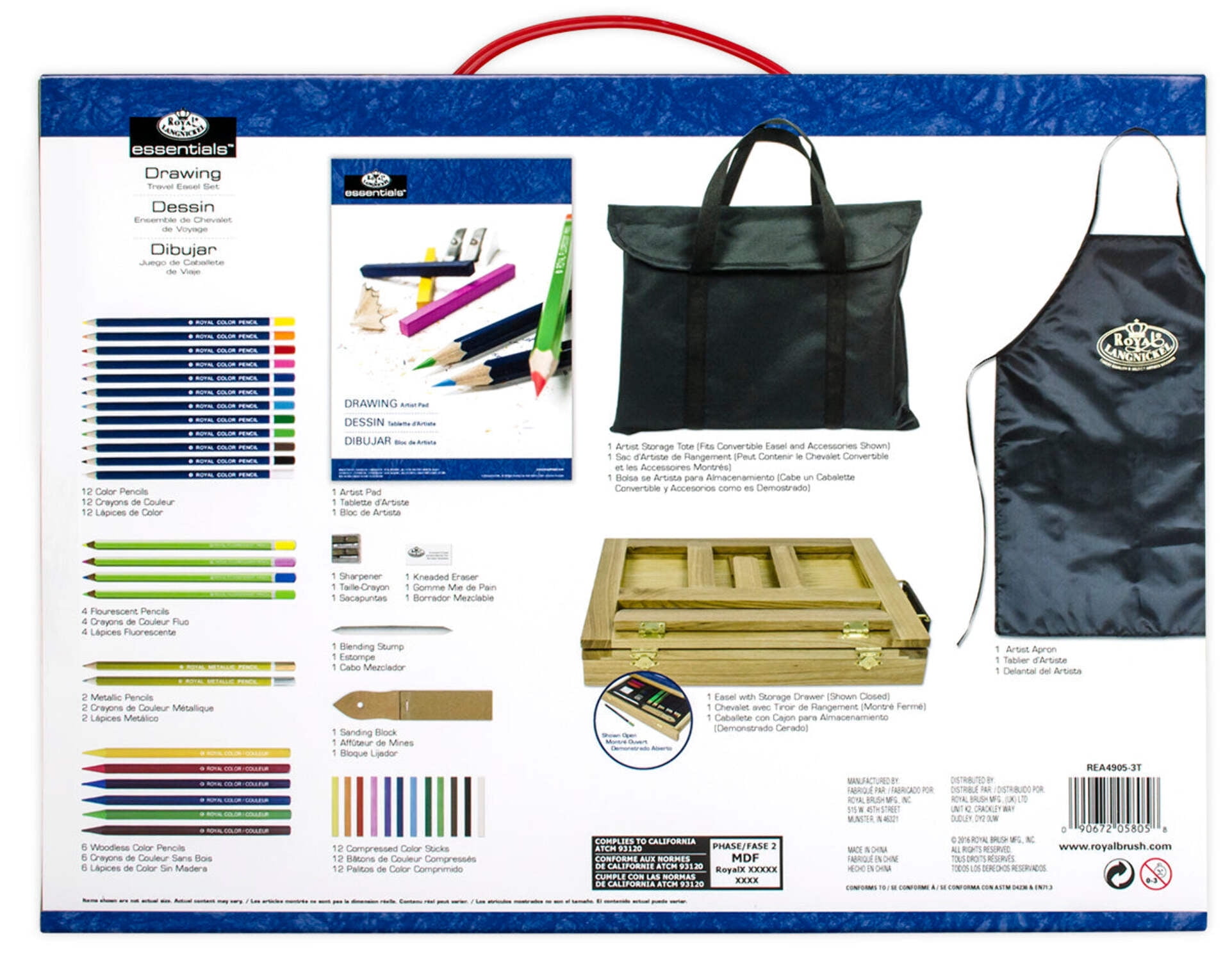Royal & Langnickel  Essentials™ 44pc Drawing Travel Easel Art Set