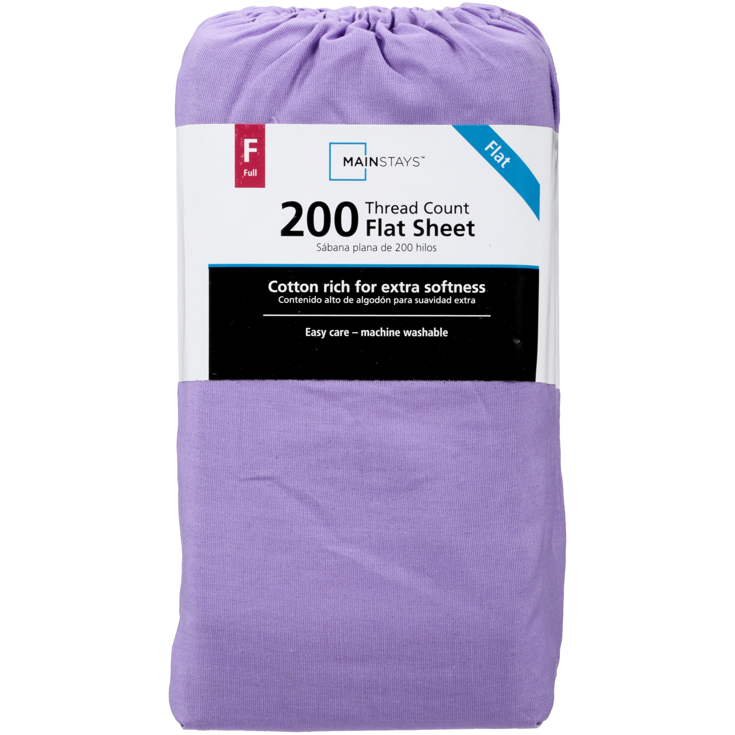 Mainstays 200 Thread Count, 1 Full Flat Sheet, Purple