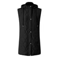 thumbnail image 5 of larppty Long Puffer Vest Women Sleeveless Hooded Puffer Jacket Lightweight Quilted Jackets Winter Warm Zip Up Coat Outerwear (Black, XXL), 5 of 5