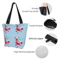 thumbnail image 4 of Balery Red Funny Crab on Blue Stripe Bolsa de Hombro con Diseño, Bolsa Grande y Duradera, Bolsa Versátil para Compras, 4 of 6