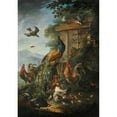 thumbnail image 3 of Giovanni Crivelli 14x18 Black Modern Framed Museum Art Print Titled - A Peacock, Cocks, Hens and Other Birds, with a Landscape Beyond, 3 of 5