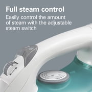 Hamilton Beach Steam Iron for Clothes with Stainless Steel Soleplate, Retractable Cord & Auto Shut-Off, 1200 W, White