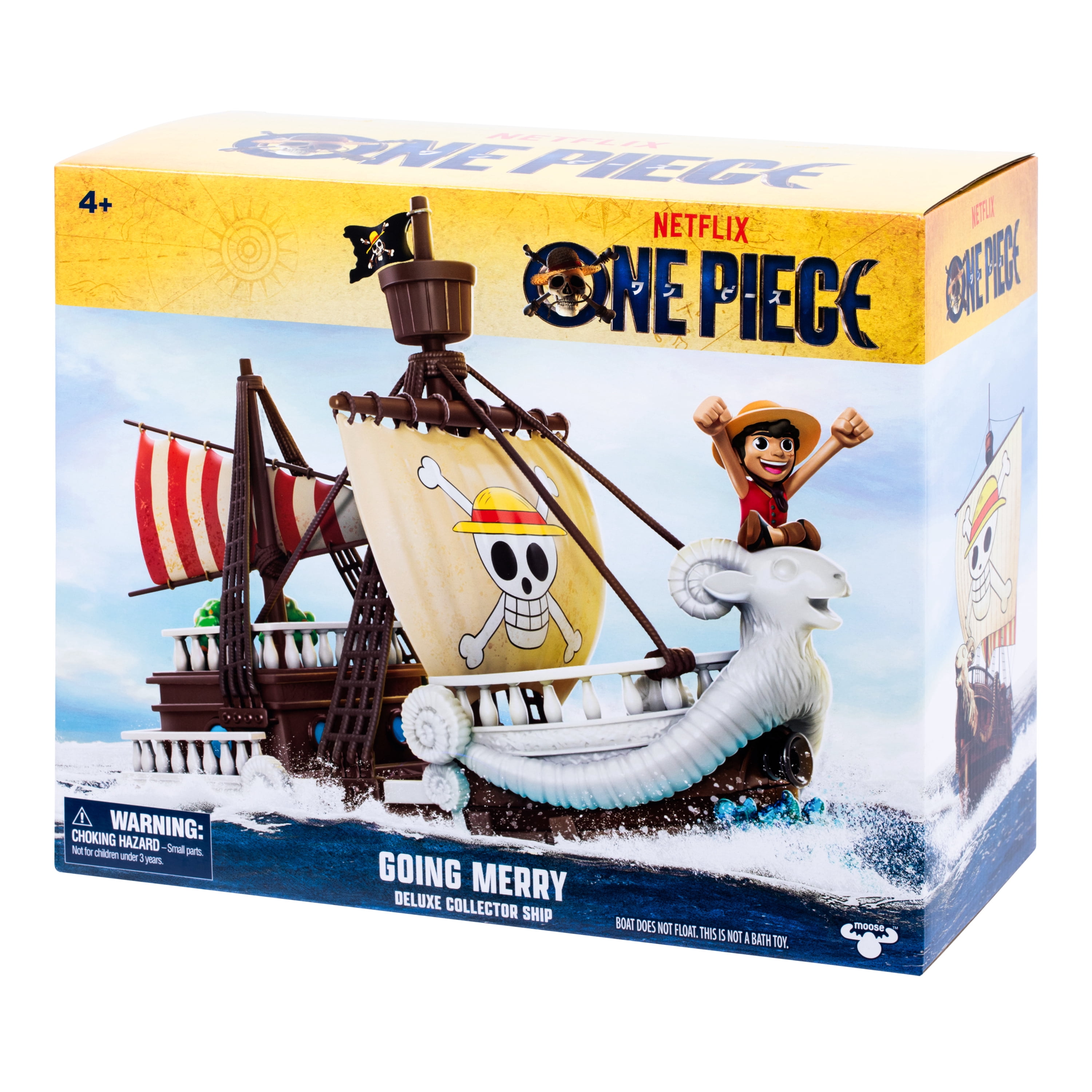 One Piece Going Merry Deluxe Collector Ship, 9.5", Detailed Design for Play and Display, Includes Exclusive Luffy Action Figure, Ages 4+