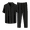 Black, variant on Summer Men's 2-Piece Sports Suit, Thin Fashion Short Sleeve Top and Pants, Lightweight Luxury Trendy Outfit For Hot Weather Athletic Wear,Black,L