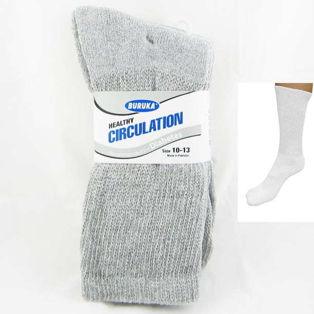 12 pares de calcetines holgados para diabéticos para hombre, sin costuras, con amortiguación en la parte superior del talón y la punta, tallas 10-13, gris