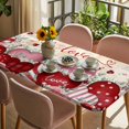thumbnail image 3 of Pink Valentines Day Table Cloths for 4 Foot Rectangle Tables, Love Heart Eucalyptus Botanical Retro Patio Waterproof Elastic Fitted Tablecloths, Washable Rectangular Table Cover for Camping, 3 of 8