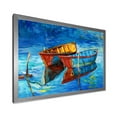 thumbnail image 2 of Boat At The Lake During Evening Glow III 20 in x 12 in Framed Painting Canvas Art Print, by Designart, 2 of 4
