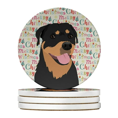 

Rottweiler Black and Tan #7 Christmas Large Sandstone Coasters Pack of 4 4 in x 4 in
