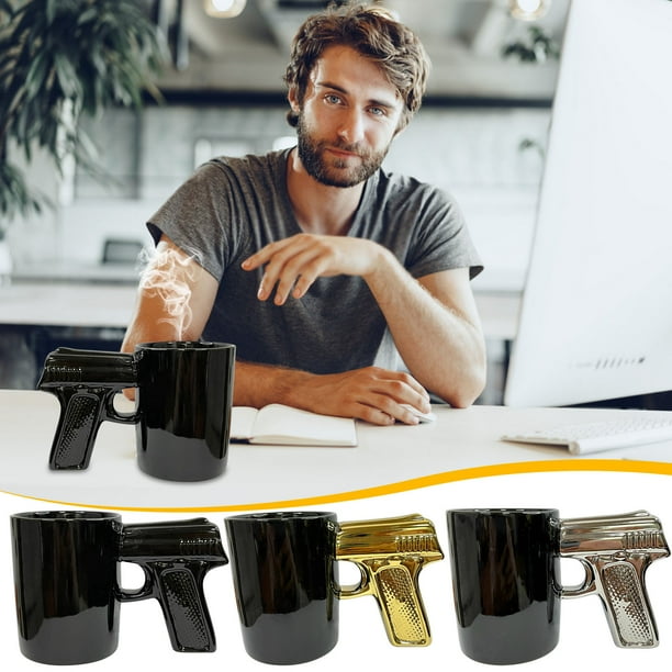 Taza de Cerámica con Diseño de Pistola, Diseño Tropical Antigoteo, Compatible con Bebidas Frías y Calientes, Ideal para Regalar, Prueba de Fugas, Cerámica Resistente, Perfecta para El Día a Día, Incl