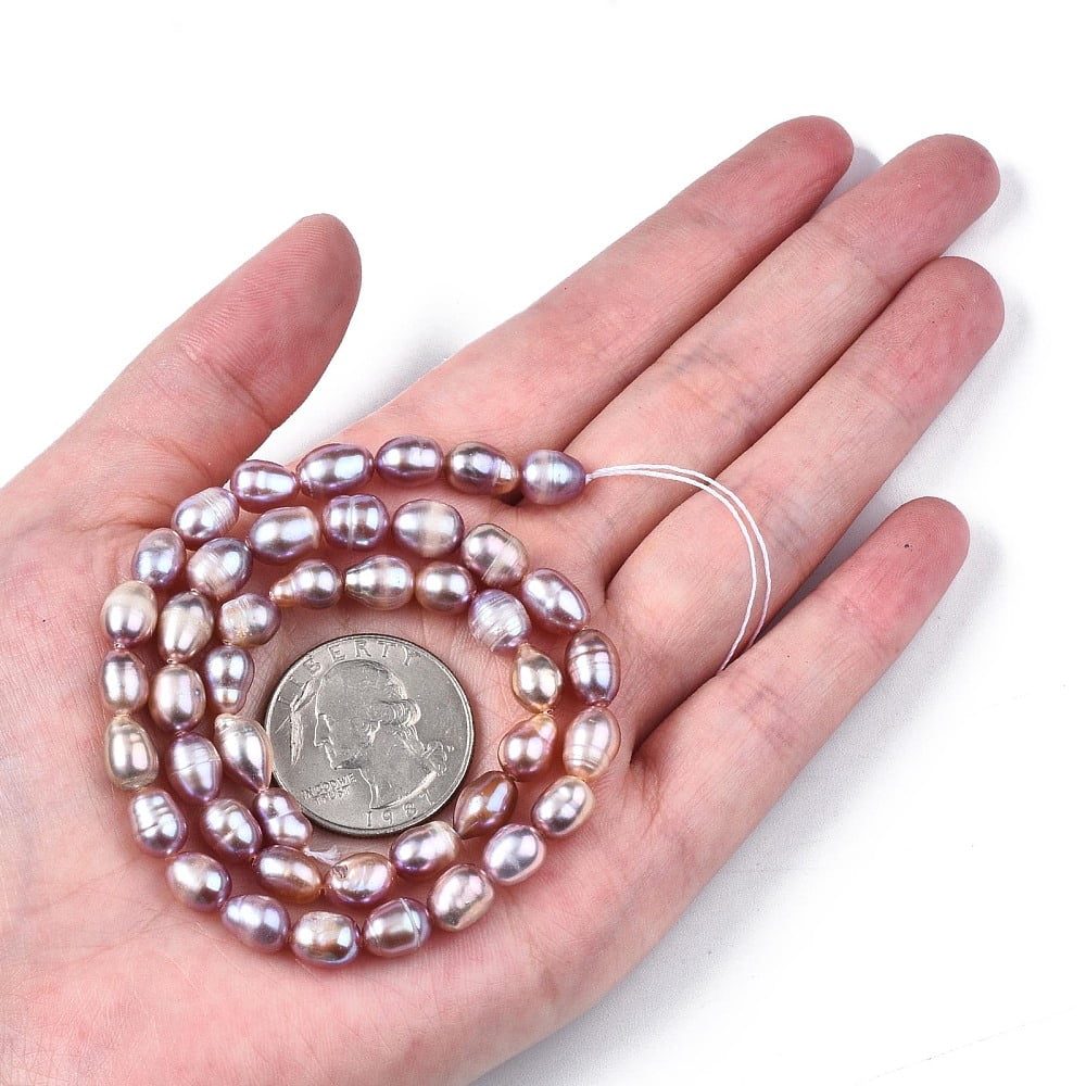 Natural Cultured Freshwater Pearl Beads Strands Rice Plum 7.5~11x6~7.5mm Hole: 0.8mm 37~43pcs/strand 14.06 inch~14.29 inch(35.7cm~43cm)