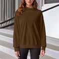 thumbnail image 5 of Ayolanni Womens Mock Neck Sweatshirts Casual Long Sleeve Solid Sweatshirt Pullover Fall Loose Tops Coffee L, 5 of 7