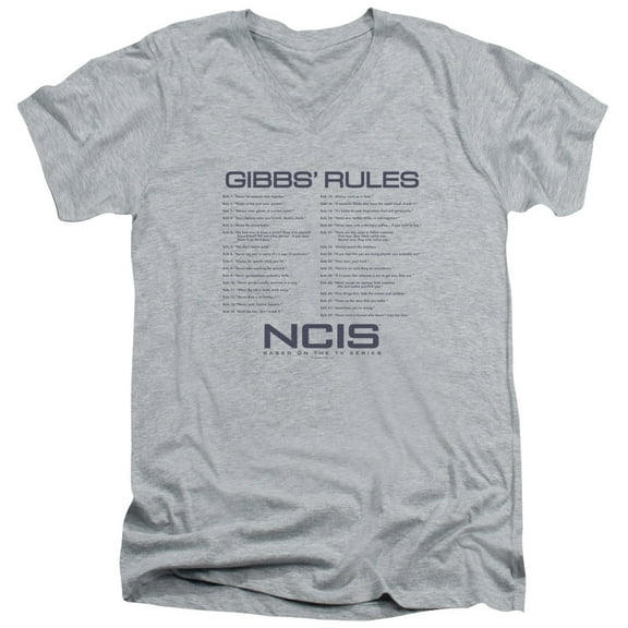 Ncis Gibbs Rules Adult V-Neck 30/1 T-Shirt Athletic Heather