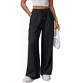 thumbnail image 2 of Sucegi Women's Drawstring Elastic Waist Solid Color Stylish Wide-Leg Casual Trousers – A Must-Have for Autumn & Winter, 2 of 6