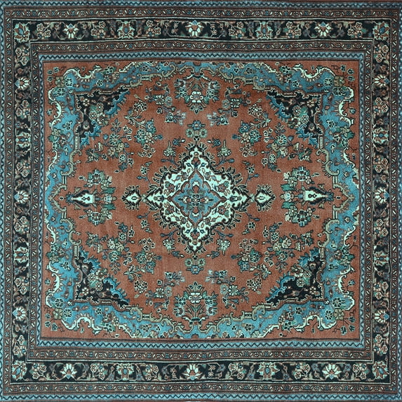 Ahgly Company Indoor Square Persian Light Blue Traditional Area Rugs, 7' Square