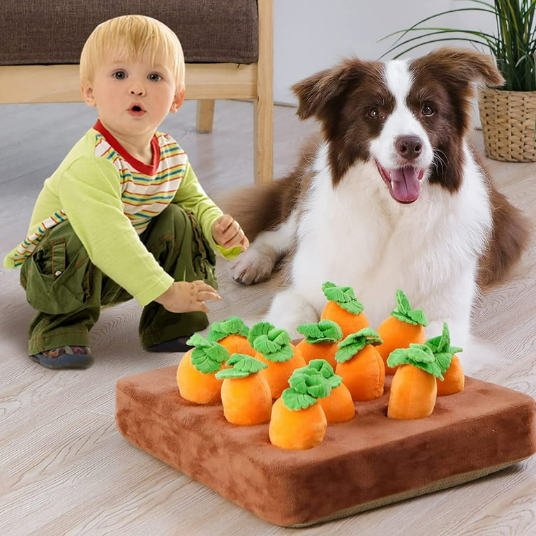Jassco Carrot Snuffle Mat for Dogs, Pet Interactive Toy for Foraging Skills Training, Carrot Farm Dog Toys Smell Nosework Treats Games Plush Food
