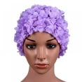 thumbnail image 2 of Women Swim Cap, Retro Style Bathing Caps Elastic Breathable Floral Petal Swimming Cap, 2 of 7