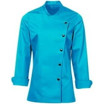 Long Sleeves Turquoise Color New Chef Coat Jacket Uniform for women ideal for food service, Caterers and Culinary professional XS Size