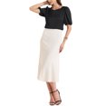thumbnail image 2 of INSPIRAR CHIC Blusa de satén de media manga con escote corazón para mujeres, oficina, talla XS, negra, 2 of 6