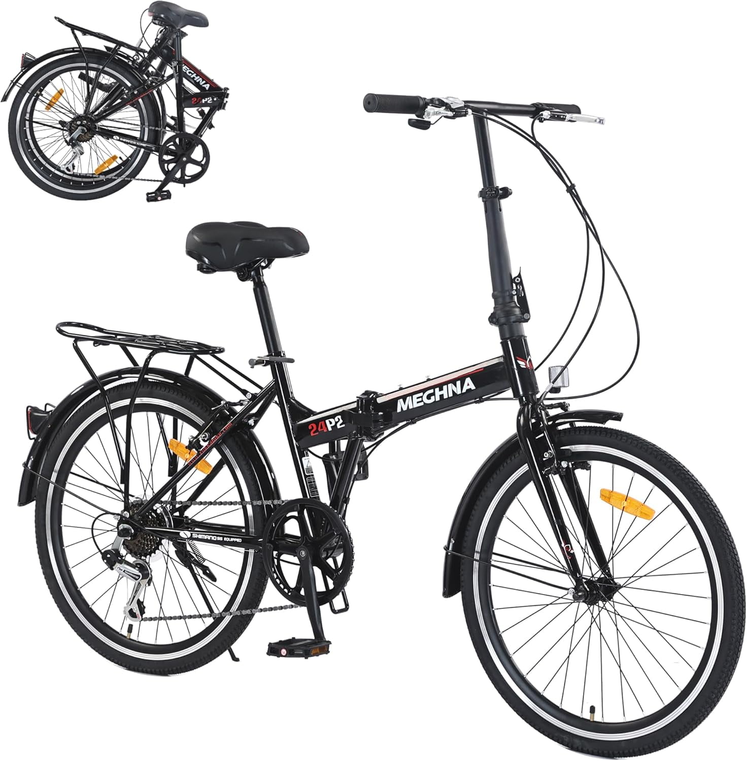 Zukka 24 inch Folding Bike for Adults, 7 Speed Shimano Gears