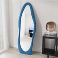 thumbnail image 3 of VLUSH Irregular Full Length Mirror, Floor Mirror Hanging & Leaning, 63"x24" Wavy Wall Mirror (Blue), 3 of 6