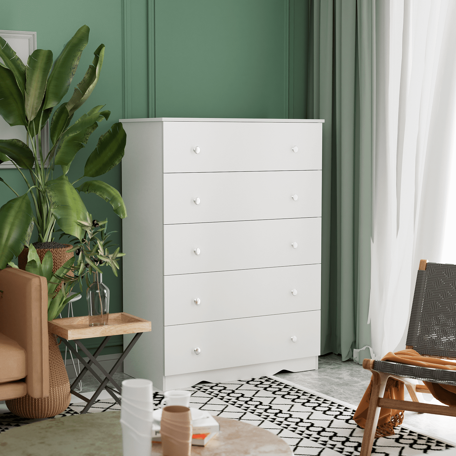 Homall 5 Drawer Dresser for Bedroom Chest of Drawers with Wooden Top