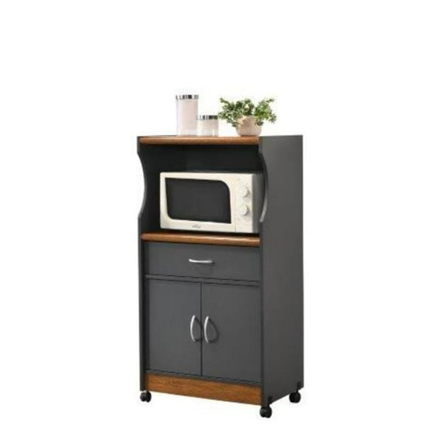 45.4 x 15.5 x 23.6 in. Microwave Kitchen Cart, Grey & Oak