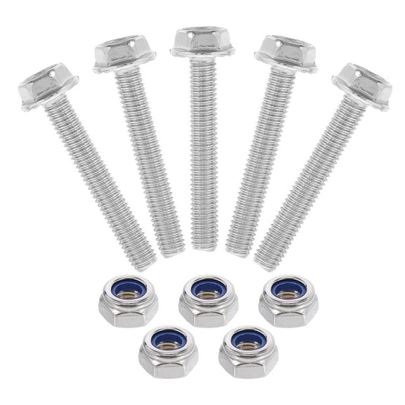 Masteelf 1 Set Stainless Steel Hexagon Flange Bolts and Nuts Set with Washers Anti-Slip for High-Strength Connections Home Repairs and Installations