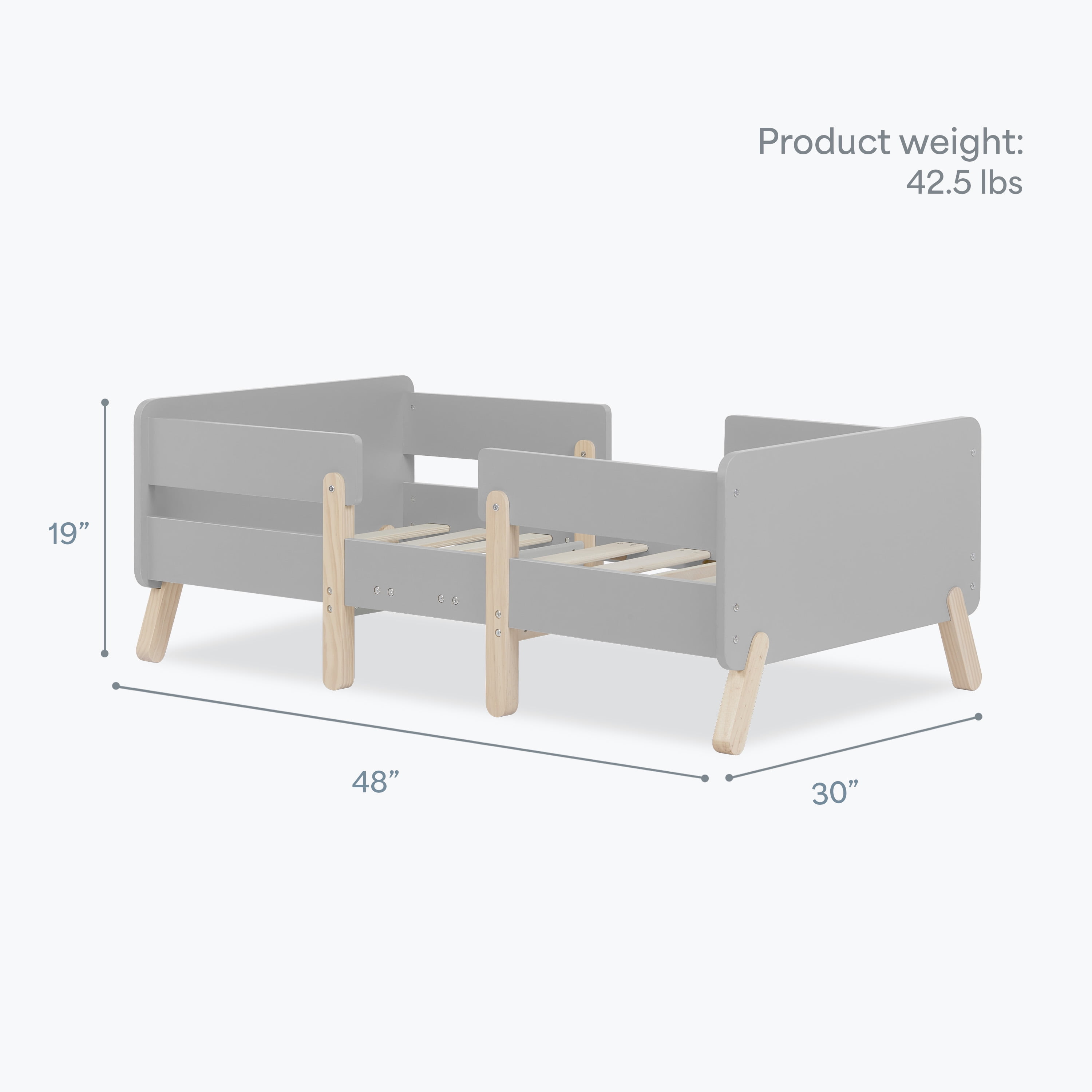 JPMA & Greenguard Gold Certified Dream on Me Osko Convertible Toddler Bed made with Sustainable New Zealand Pinewood, Gray